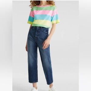 Ladies Esprit Brand Multicolored Striped‎ T-Shirt Short Sleeve Size XXL